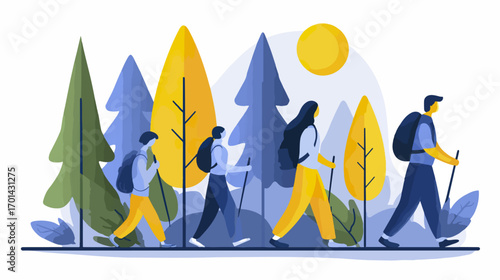 Hikers in a forest