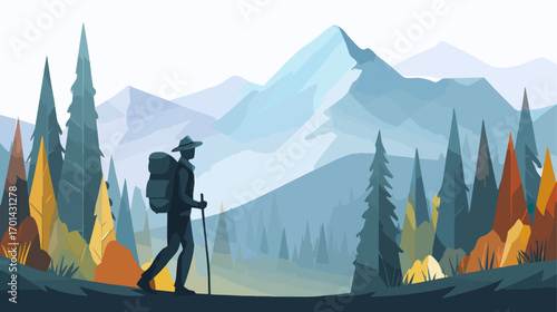 Hiker in forest landscape