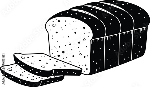 Artistic line art loaf of sliced multigrain bread baked fresh homemade delicious vector