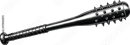 Spiked baseball bat weapon threat danger gangster criminal violence vector