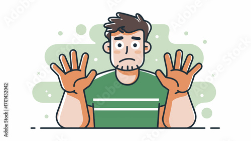 Man expressing rejection or disagreement