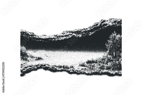 Abstract textured shape with stippled shading on transparent background. Vector hand drawn illustration