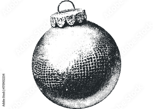 Christmas ornament with distressed texture. Vector hand drawn illustration