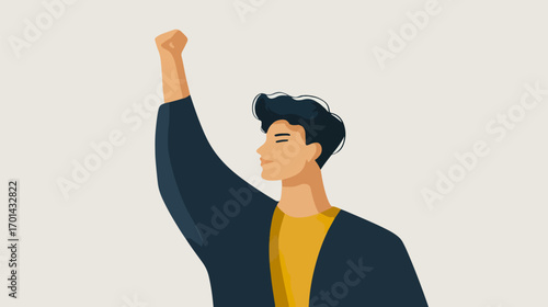 Man raising arm profile view
