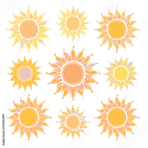 Seamless background with sun symbol. 