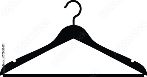 Minimalist black clothes hanger isolated on white clean studio shot vector