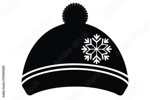 snow hat silhouette vector art icon