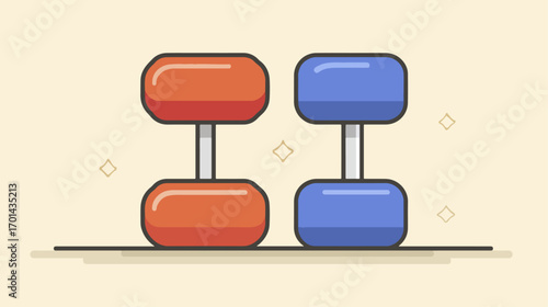 Pair of colorful dumbbells