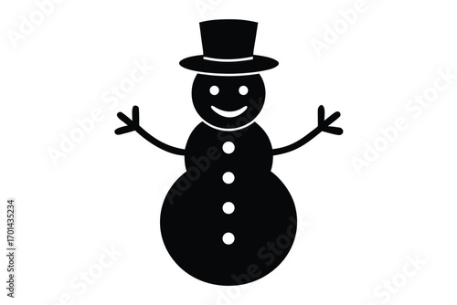 snowman silhouette vector art icon