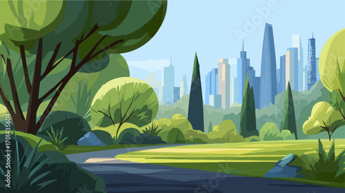 Park path cityscape