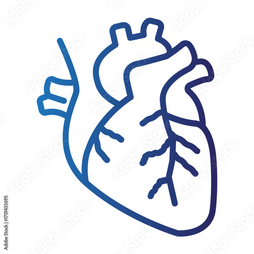 A stylized blue gradient human heart icon for World Heart Day, symbolizing cardiology, healthcare awareness, and cardiovascular health