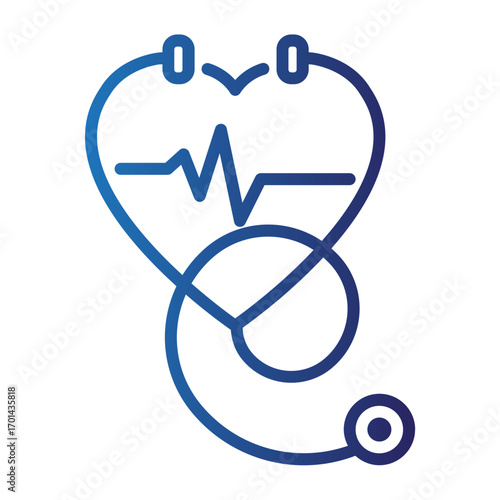 Cardiology and healthcare symbol, a heart-shaped stethoscope medical icon for world heart day and health awareness