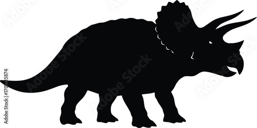 Triceratops dinosaur silhouette jurassic prehistoric creature illustration vector