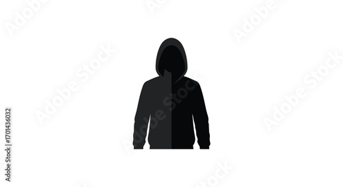 a silhouette figure wearing a hooded jacket standing alone
