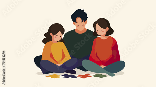 People working together on a puzzle
