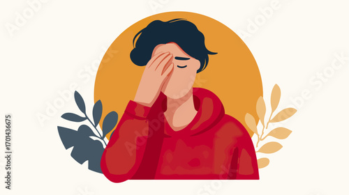 Person covering face in distress