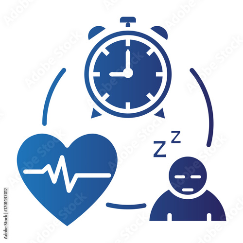 Illustrating the connection between sleep, routine, and cardiac wellness, a conceptual vector icon for World Heart Day