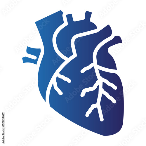Blue human heart organ vector icon for World Heart Day, representing cardiology health and medical care awareness