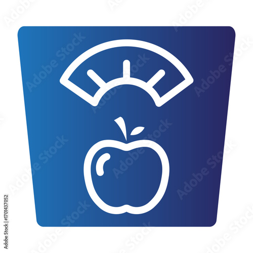 Balancing diet for cardiac health, a simple vector icon for World Heart Day featuring an apple on a weight scale