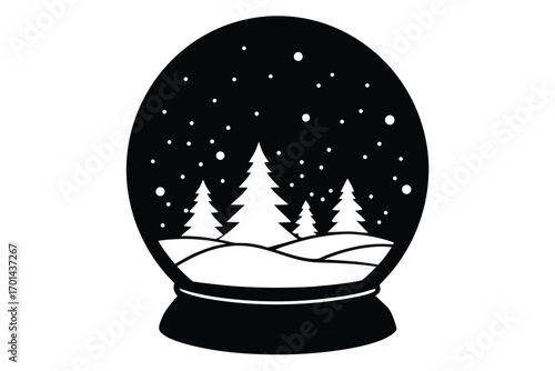 winter snow globe silhouette vector art icon