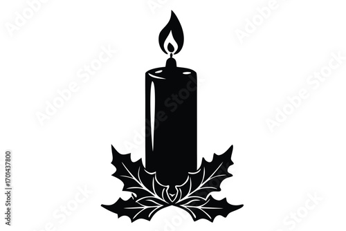 christmas candle silhouette vector art icon
