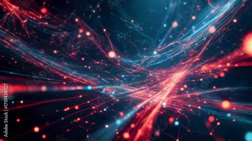 Wallpaper Mural Abstract digital background with flowing red and blue lines, representing data streams and connectivity Torontodigital.ca