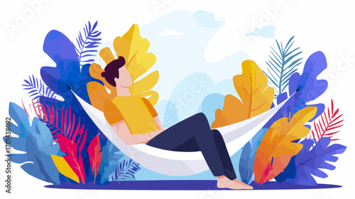 Person relaxing in hammock surrounded by plants
