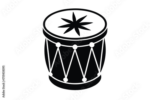 christmas drum silhouette vector art icon