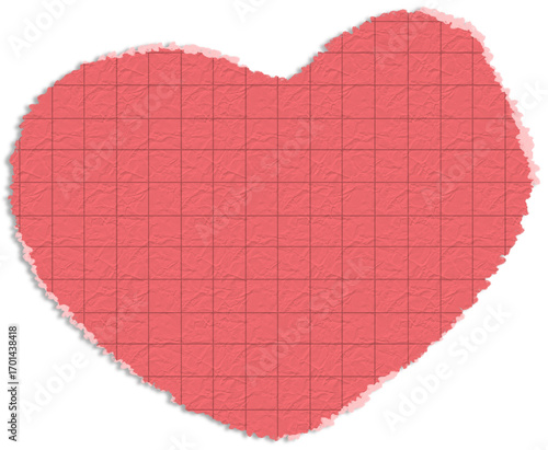 Pink heart note paper for notes or reminders, paper texture	