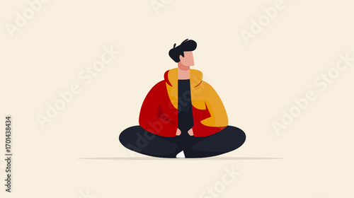 Person sitting in thoughtful pose