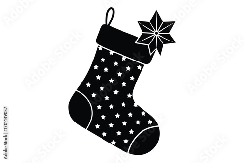 christmas stocking gift silhouette vector art icon