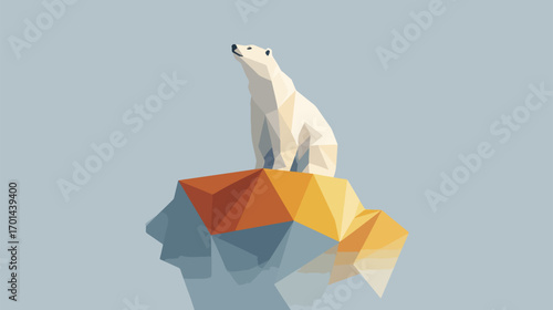 Polar bear on ice floe geometric design
