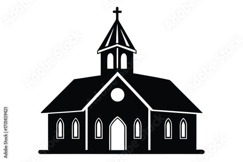 church silhouette vector art icon