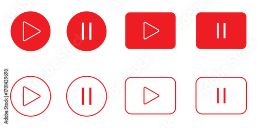 Media player icon set. media player button icons. Play and pause buttons,video audio player, player button set icon symbol. Vector Illustration Eps 10