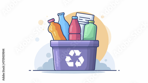Recycling bin filled with plastic bottles