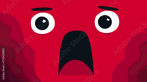 Red cartoon face with wide open mouth