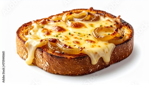 Savory French Onion Soup Toast with Melted Cheese.