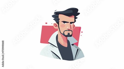 Serious cartoon man portrait