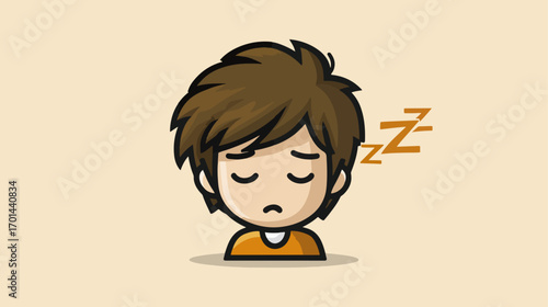 Sleepy cartoon boy illustration