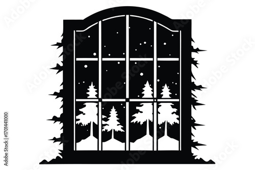 frosty window silhouette vector art icon