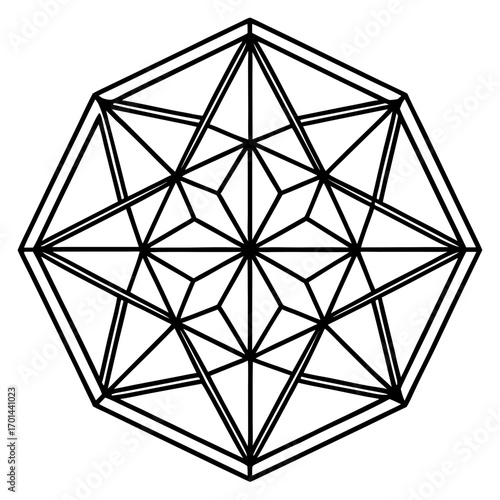 Minimalist Prism Mandala Line Art Vector Illustration on White Background