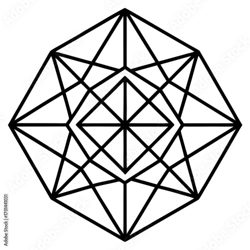 Minimalist Prism Mandala Line Art Vector Illustration on White Background