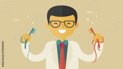 Smiling person holding toothbrushes