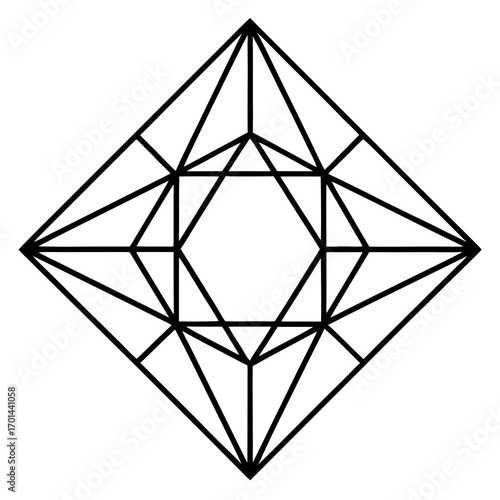 Minimalist Prism Mandala Line Art Vector Illustration on White Background