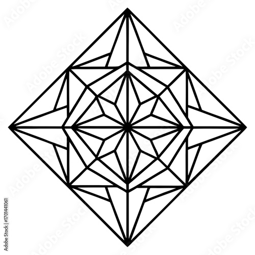 Minimalist Prism Mandala Line Art Vector Illustration on White Background