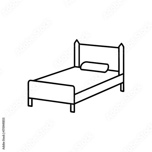 Outline drawing of a bed and pillow on transparent background