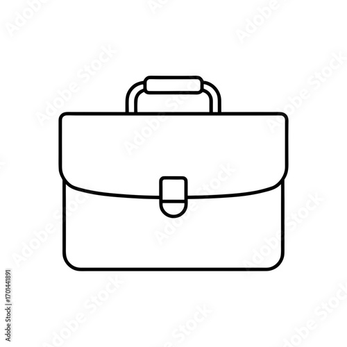 Simple outlined business briefcase on transparent background