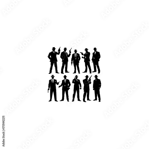 Mafia silhouette vector set 