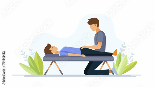 Therapist treating patient illustration healthcare treatment