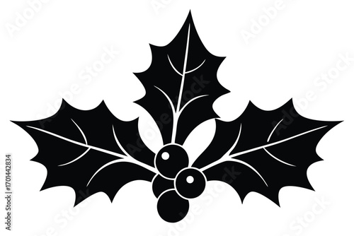 holly berry silhouette vector art icon